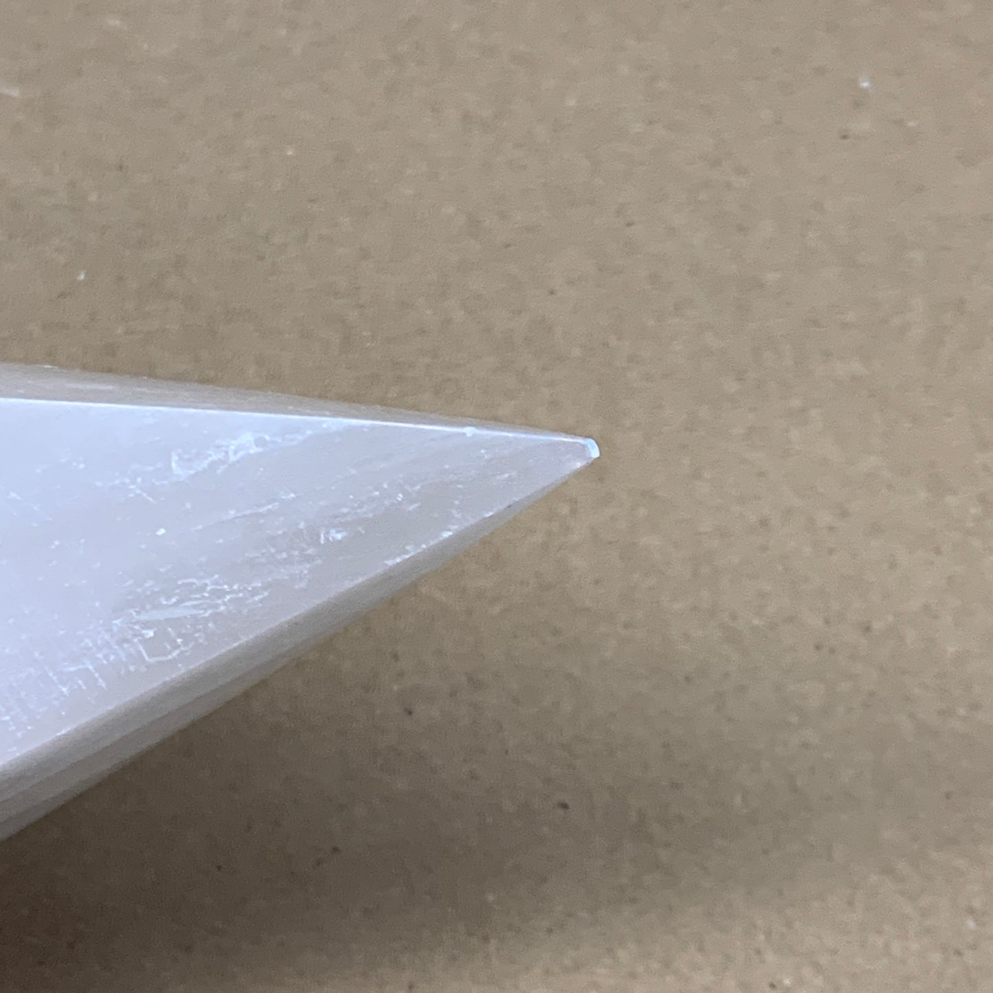 289g, 4.1"x2.2" White Selenite/Satin Spar Pyramid Crystal @Morocco, B24178