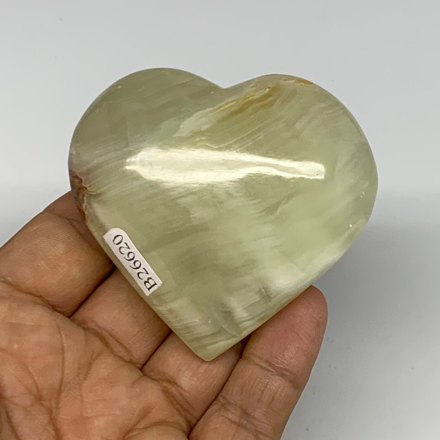 154.7g, 2.4"x2.6"x1.1" Natural Green Onyx Heart Polished Healing Crystal, B26620