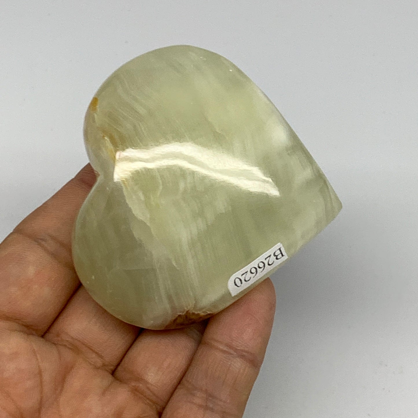154.7g, 2.4"x2.6"x1.1" Natural Green Onyx Heart Polished Healing Crystal, B26620