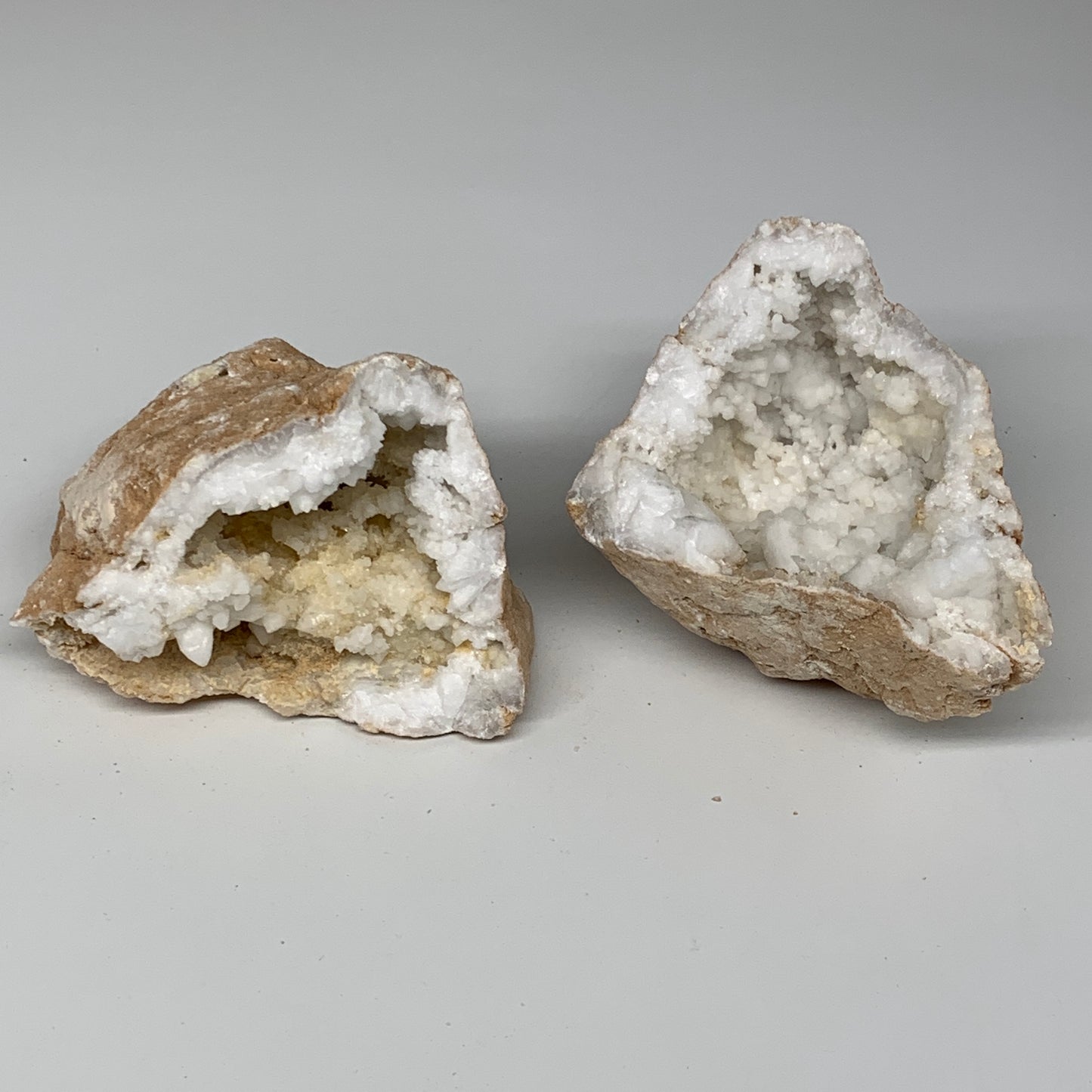 2.68Lbs,5.9"x4.7"x3.4", 1 Pair, Natural Quartz Geodes Sculpture @Morocco,B10519