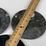 562g, 3pcs, 4.4" Small Black Fossils Ammonite Orthoceras Bowl Round Ring,B8839