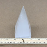 289g, 4.1"x2.2" White Selenite/Satin Spar Pyramid Crystal @Morocco, B24178