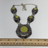 Turkmen Necklace Afghan Ethnic Tribal 5 Stone Yellow Jade Inlay ATS Necklace T02