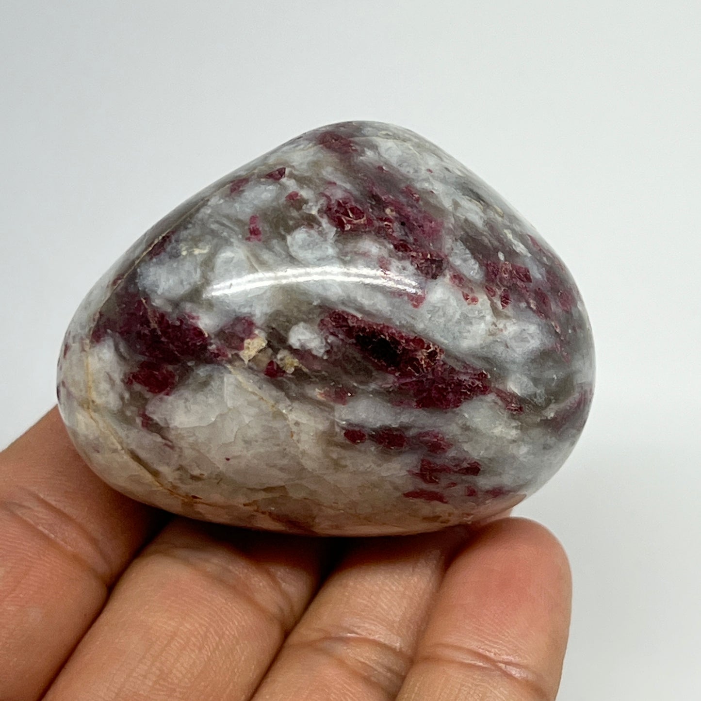 124.5g,2.2"x1.7"x1.6" Tourmaline Rubellite Palm-Stone Reiki @Madagascar,B21959