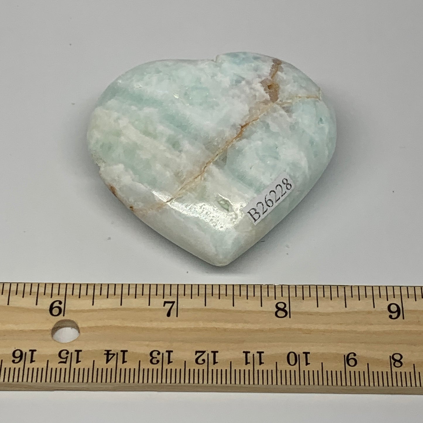 106.4g, 2.2"x2.4"x1" Caribbean Calcite Heart Gemstones @Afghanistan,B26228