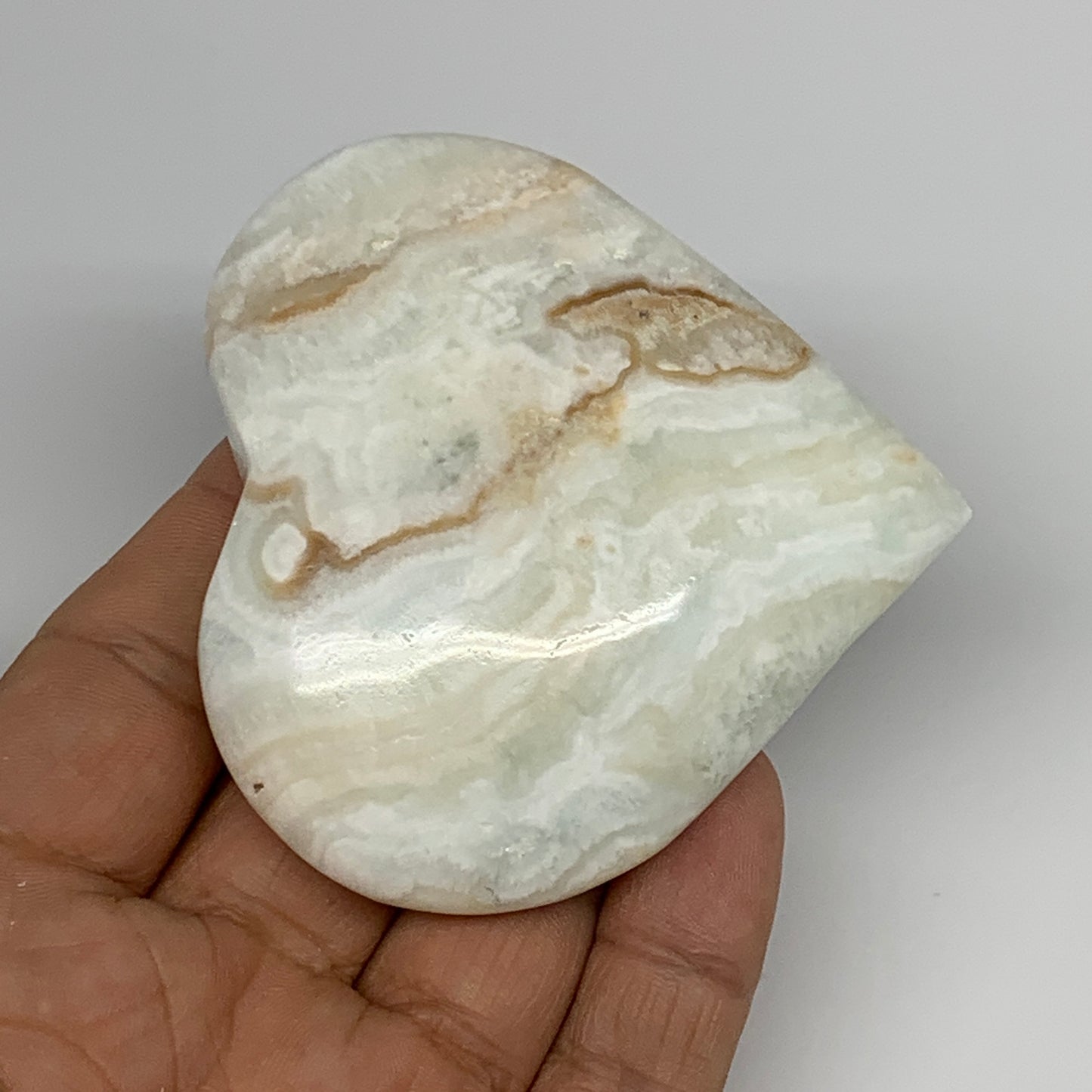130.2g, 2.6"x2.8"x0.9" Caribbean Calcite Heart Gemstones @Afghanistan,B26229