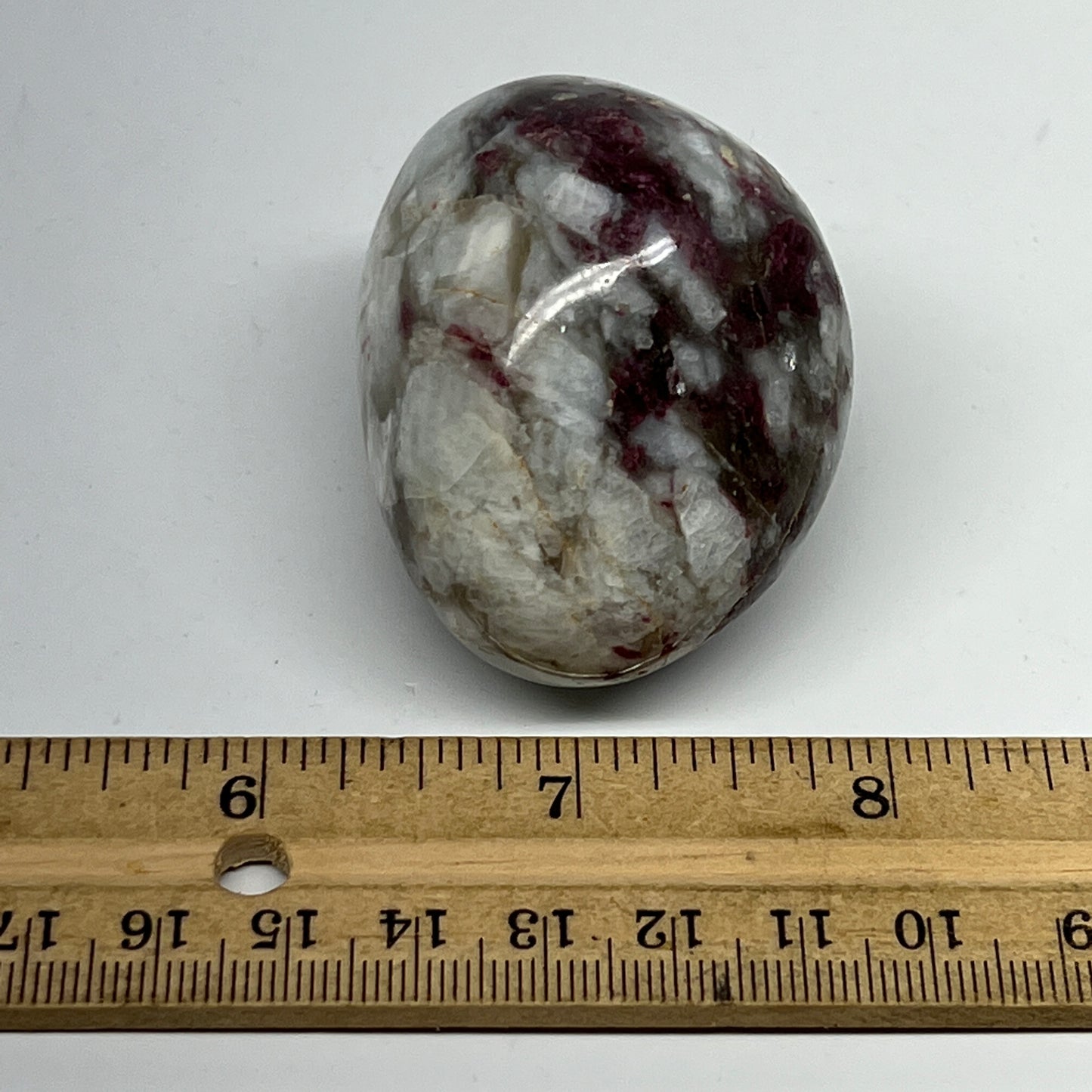 124.5g,2.2"x1.7"x1.6" Tourmaline Rubellite Palm-Stone Reiki @Madagascar,B21959