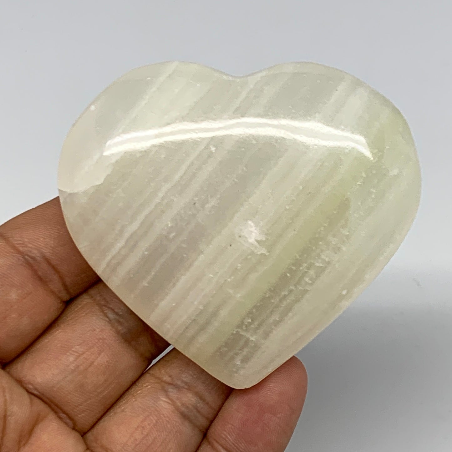110.7g, 2.4"x2.6"x0.8" Natural Green Onyx Heart Polished Healing Crystal, B26623
