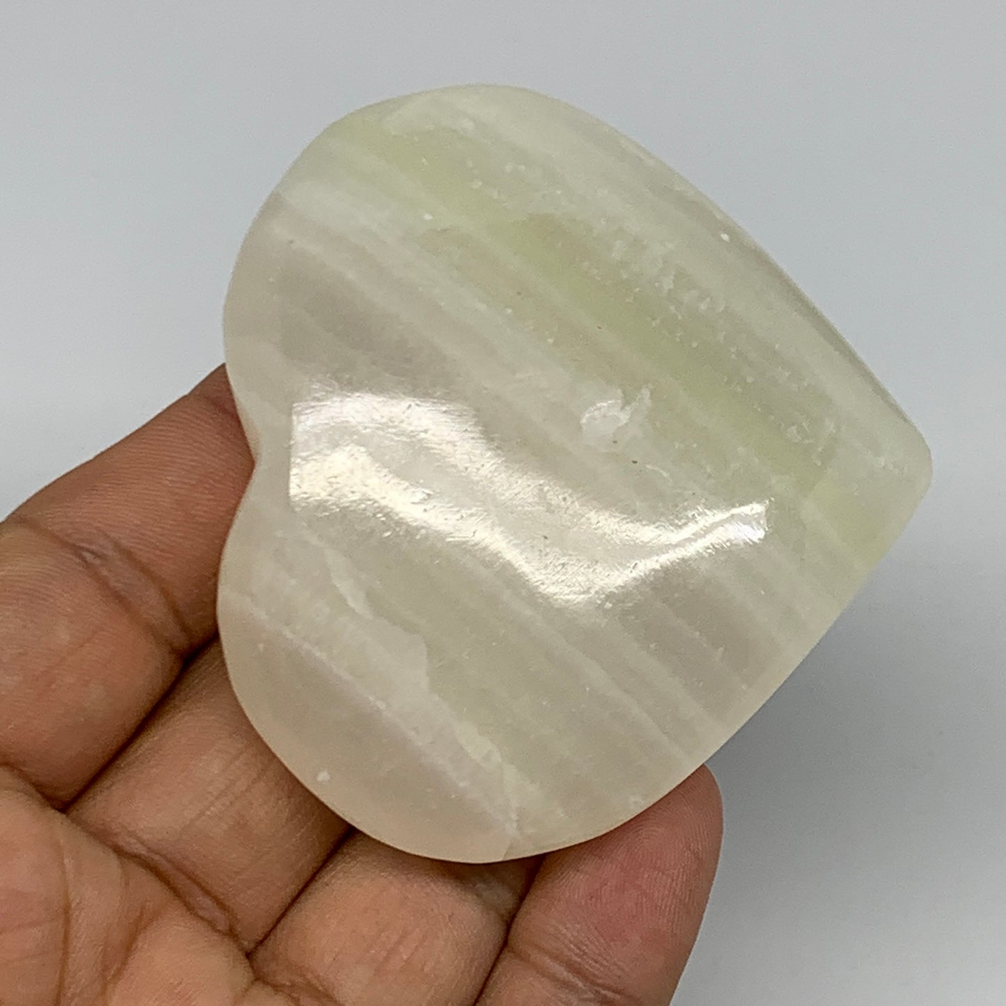 110.7g, 2.4"x2.6"x0.8" Natural Green Onyx Heart Polished Healing Crystal, B26623