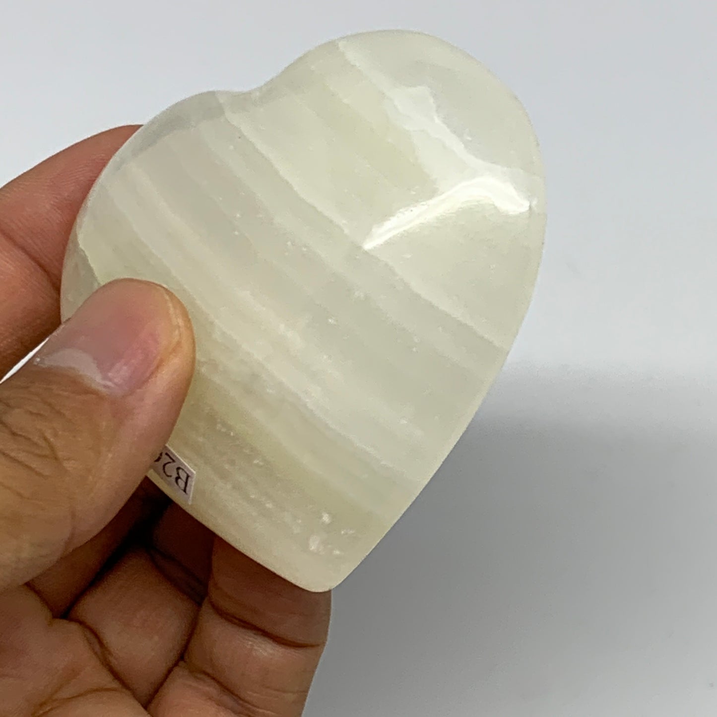 110.7g, 2.4"x2.6"x0.8" Natural Green Onyx Heart Polished Healing Crystal, B26623