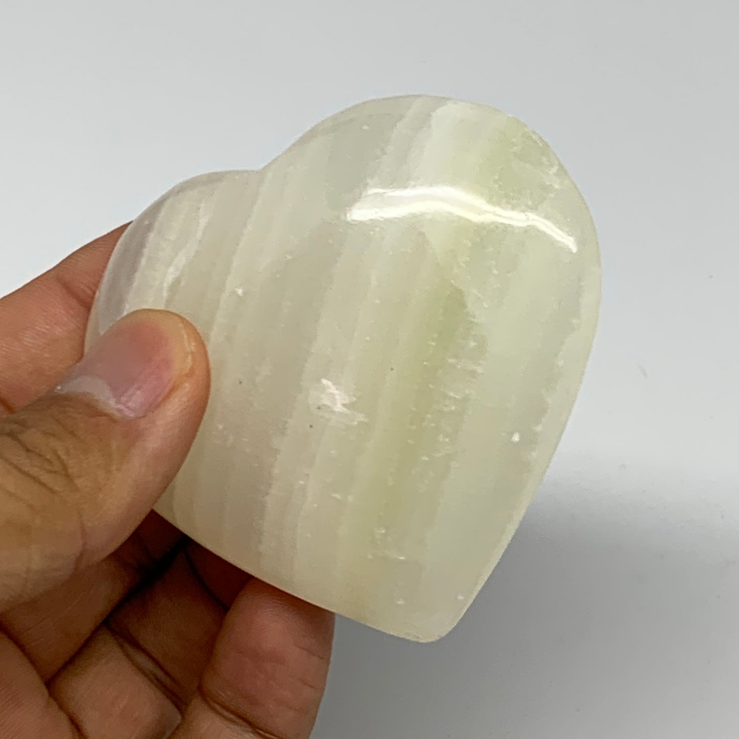 110.7g, 2.4"x2.6"x0.8" Natural Green Onyx Heart Polished Healing Crystal, B26623