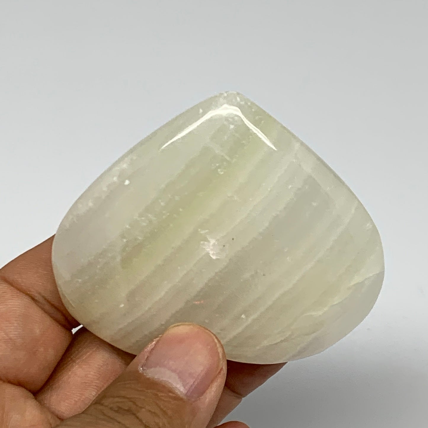110.7g, 2.4"x2.6"x0.8" Natural Green Onyx Heart Polished Healing Crystal, B26623