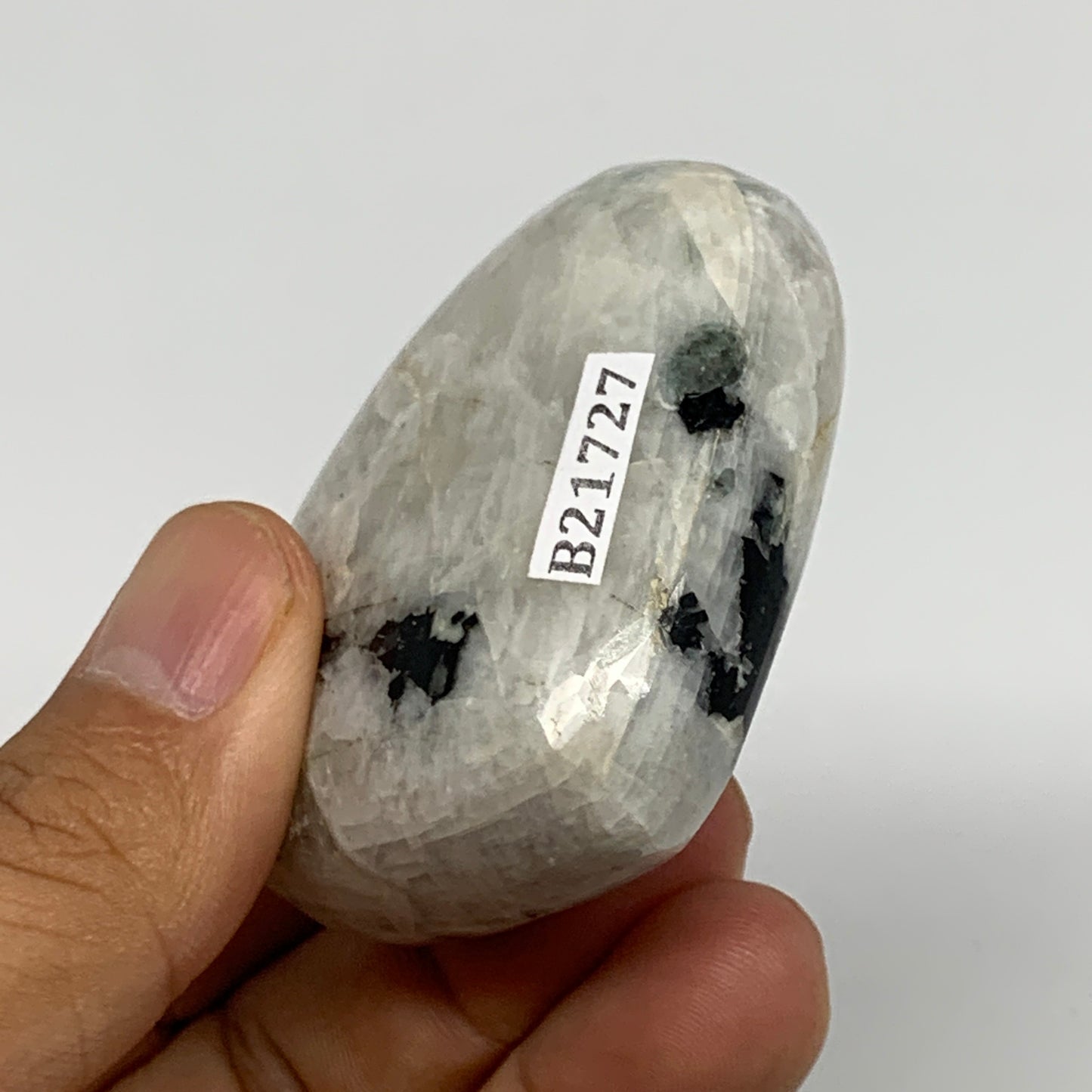 93.1g, 2"x2.3"x1", Rainbow Moonstone Heart Crystal Gemstone @India, B21727