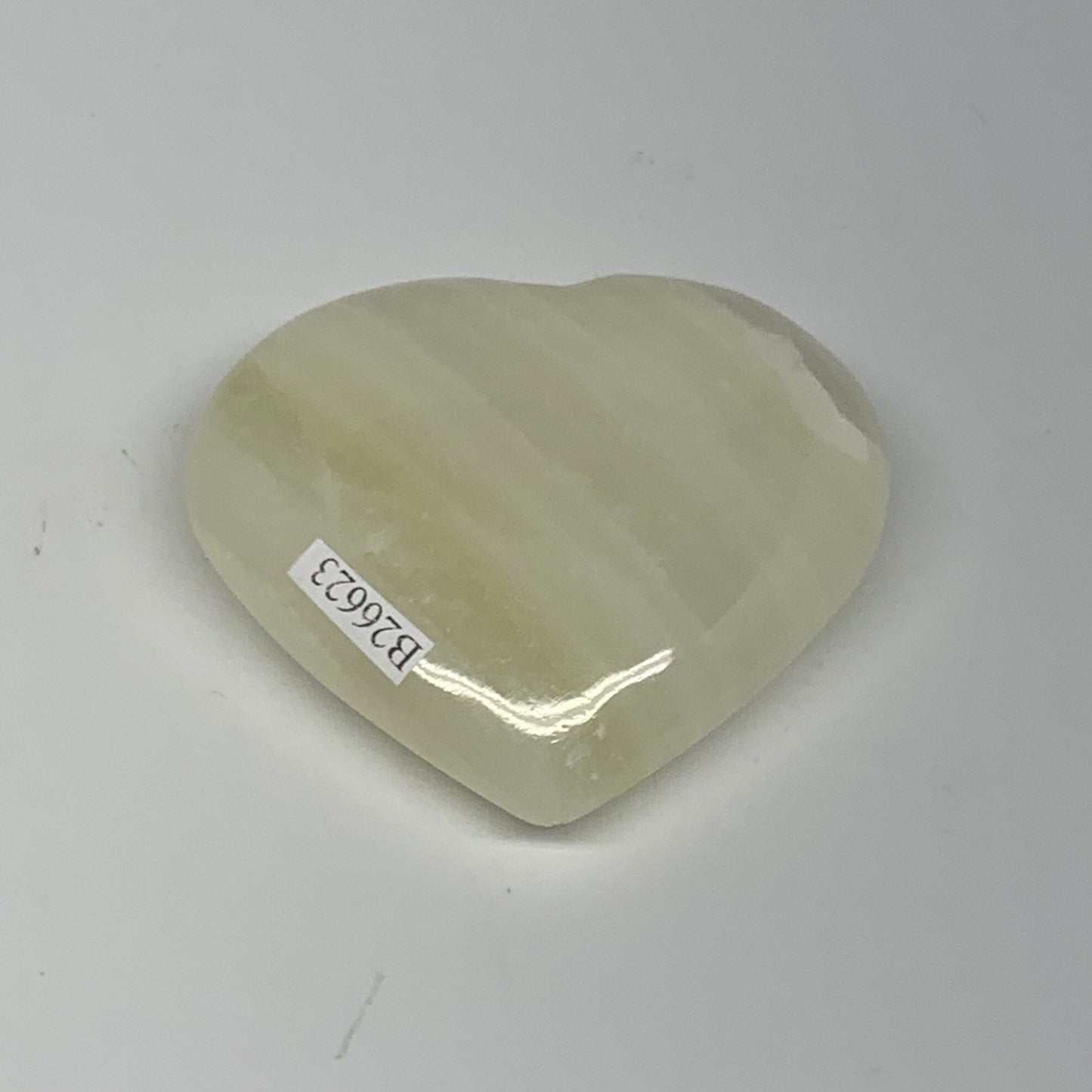 110.7g, 2.4"x2.6"x0.8" Natural Green Onyx Heart Polished Healing Crystal, B26623