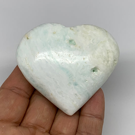 117.5g, 2.2"x2.6"x1" Caribbean Calcite Heart Gemstones @Afghanistan,B26231