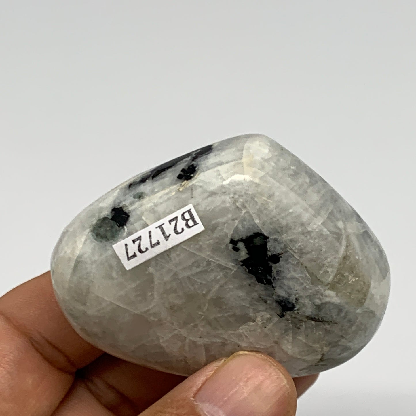 93.1g, 2"x2.3"x1", Rainbow Moonstone Heart Crystal Gemstone @India, B21727