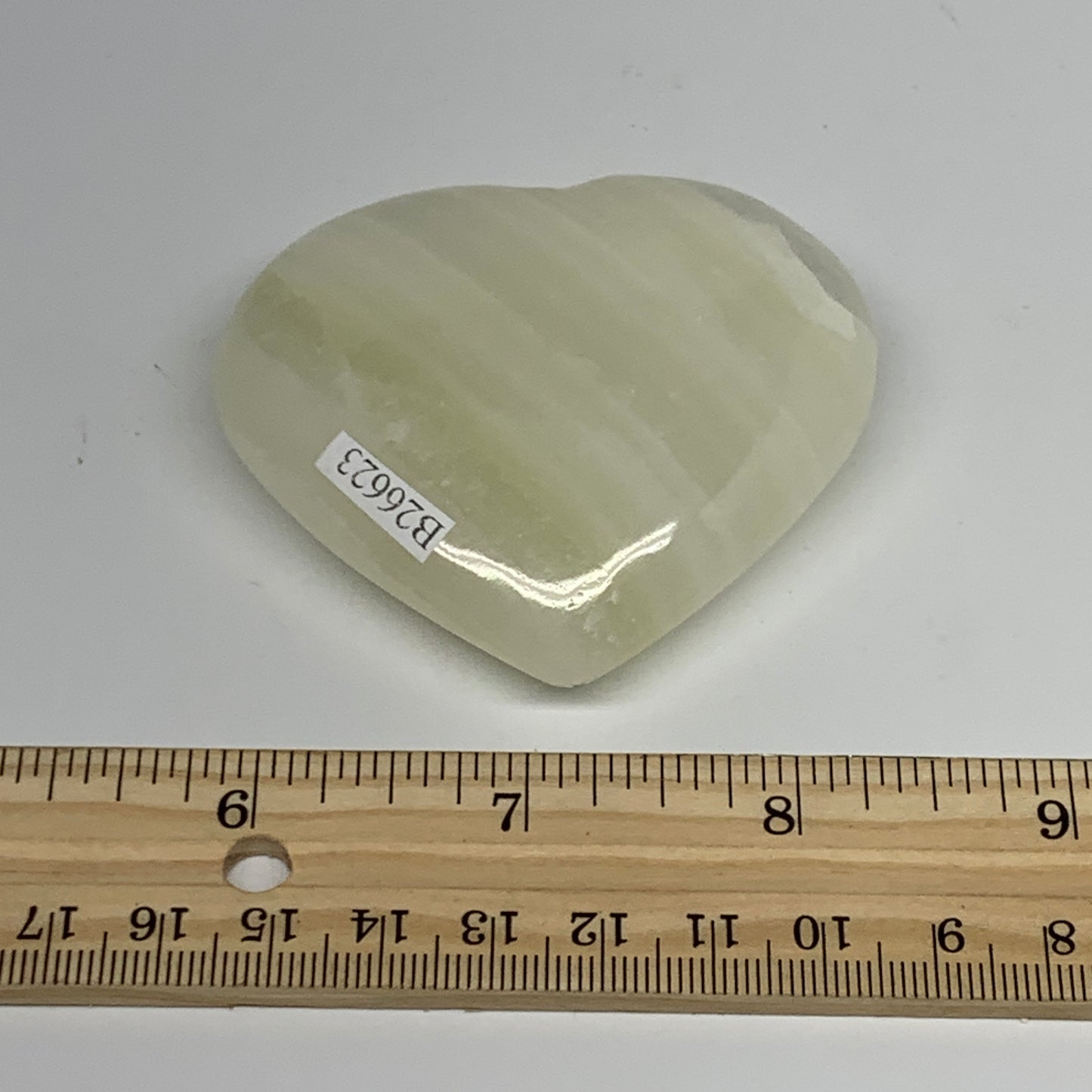 110.7g, 2.4"x2.6"x0.8" Natural Green Onyx Heart Polished Healing Crystal, B26623