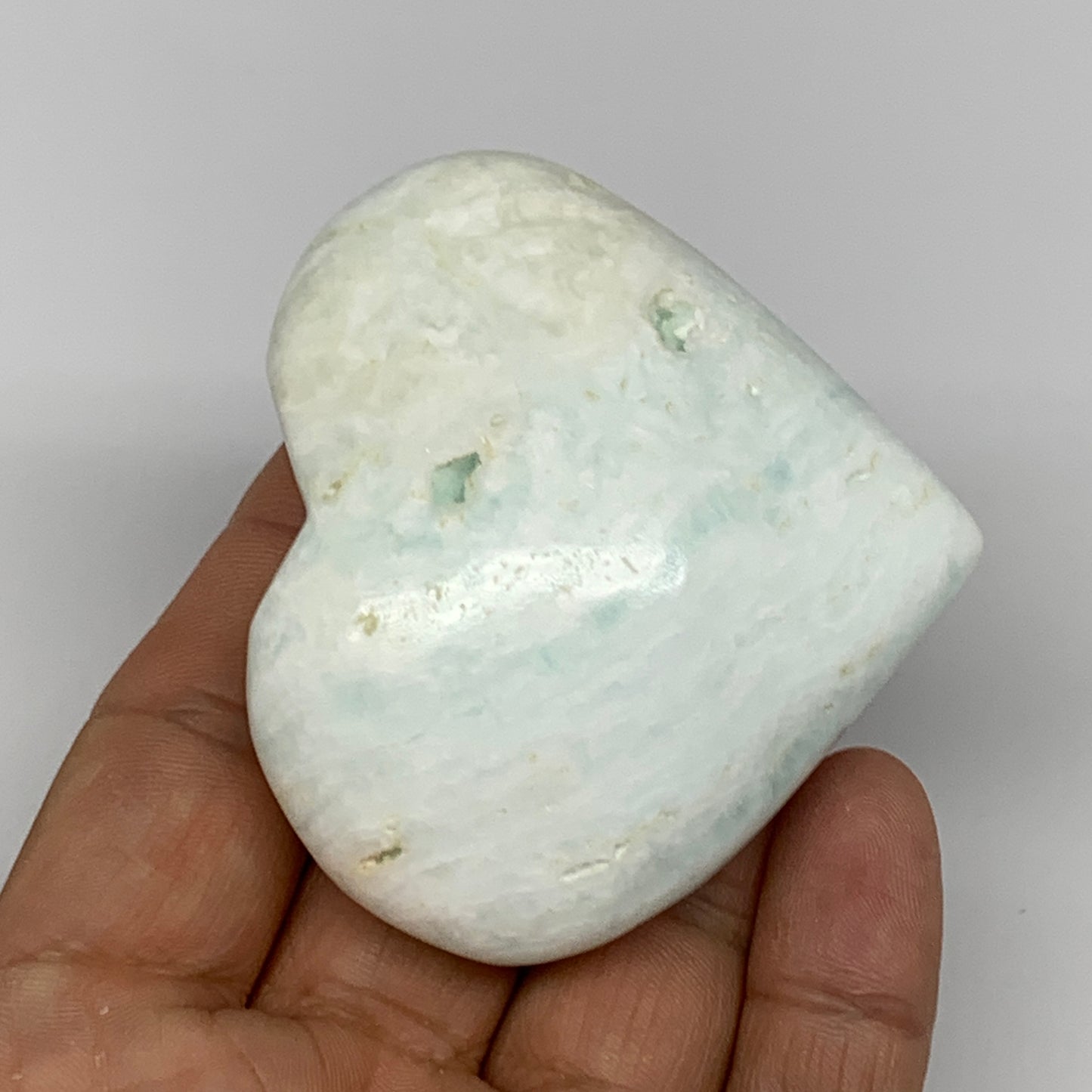 117.5g, 2.2"x2.6"x1" Caribbean Calcite Heart Gemstones @Afghanistan,B26231