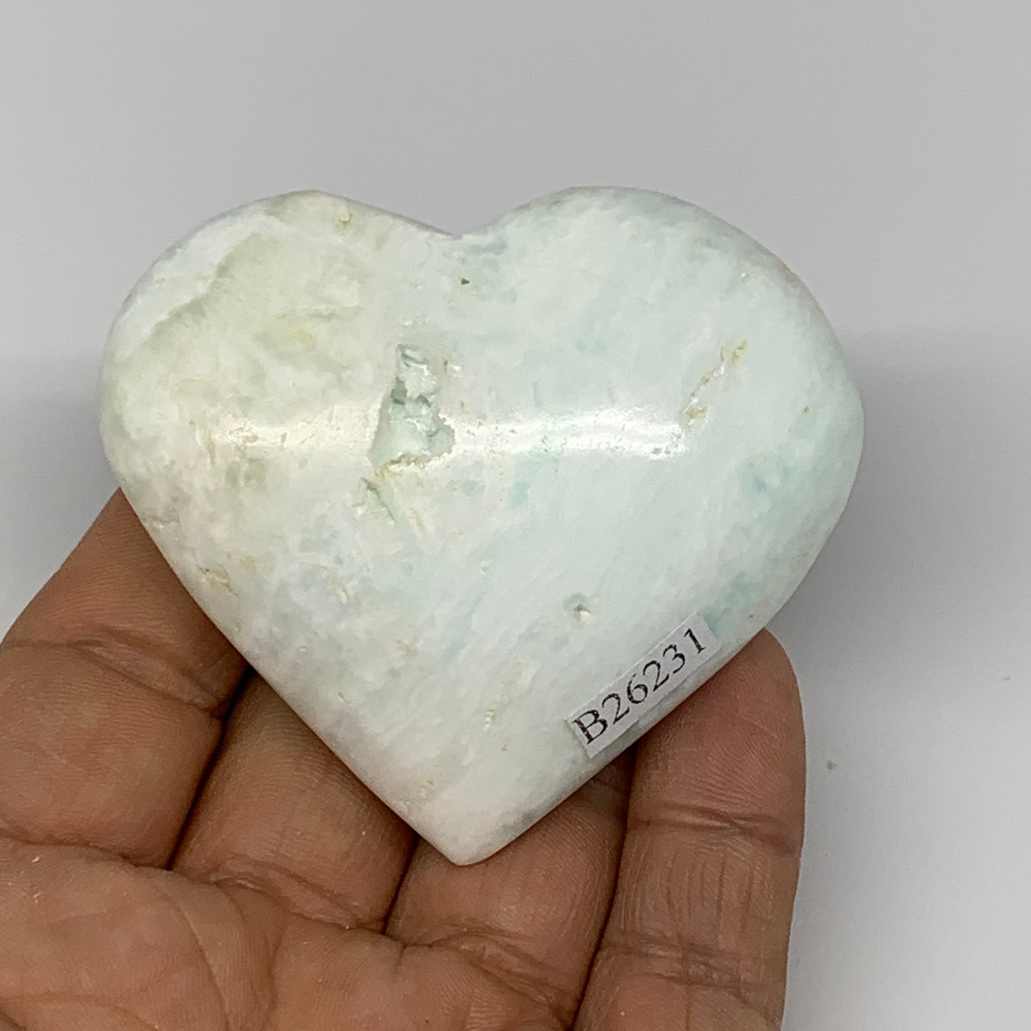 117.5g, 2.2"x2.6"x1" Caribbean Calcite Heart Gemstones @Afghanistan,B26231