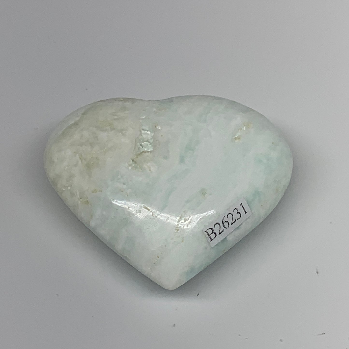 117.5g, 2.2"x2.6"x1" Caribbean Calcite Heart Gemstones @Afghanistan,B26231