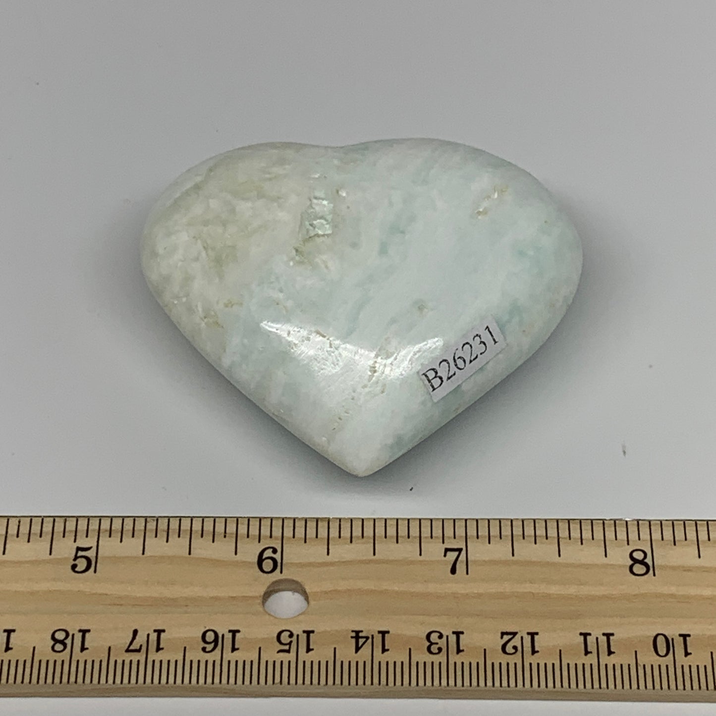 117.5g, 2.2"x2.6"x1" Caribbean Calcite Heart Gemstones @Afghanistan,B26231