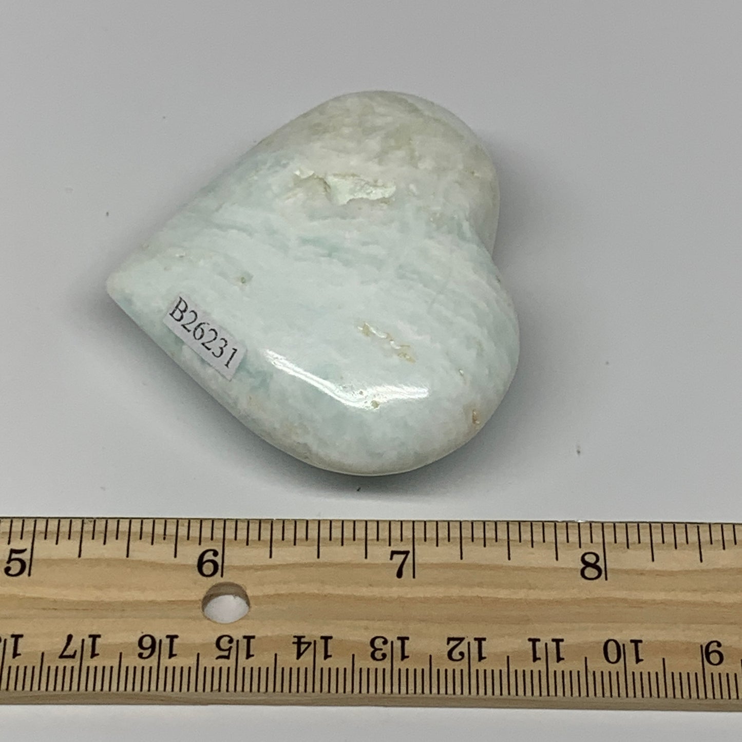 117.5g, 2.2"x2.6"x1" Caribbean Calcite Heart Gemstones @Afghanistan,B26231