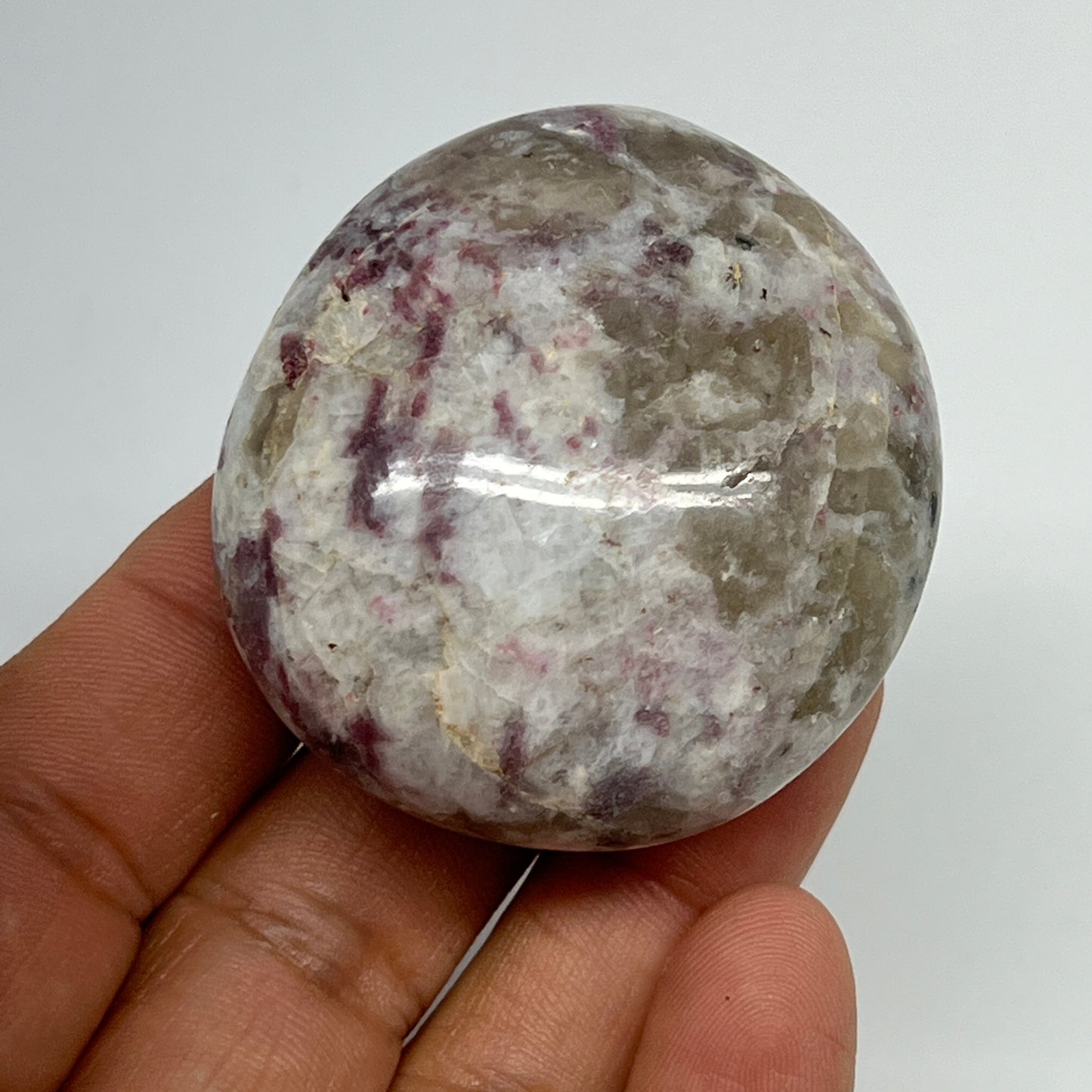 86.5g,2"x1.8"x1.1" Tourmaline Rubellite Palm-Stone Reiki @Madagascar,B21964