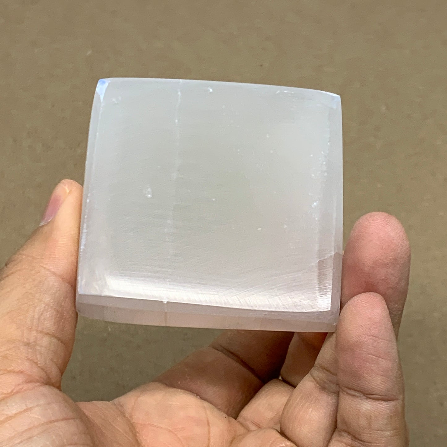 287.7g, 3.3"x2.4" White Selenite/Satin Spar Pyramid Crystal @Morocco, B24183