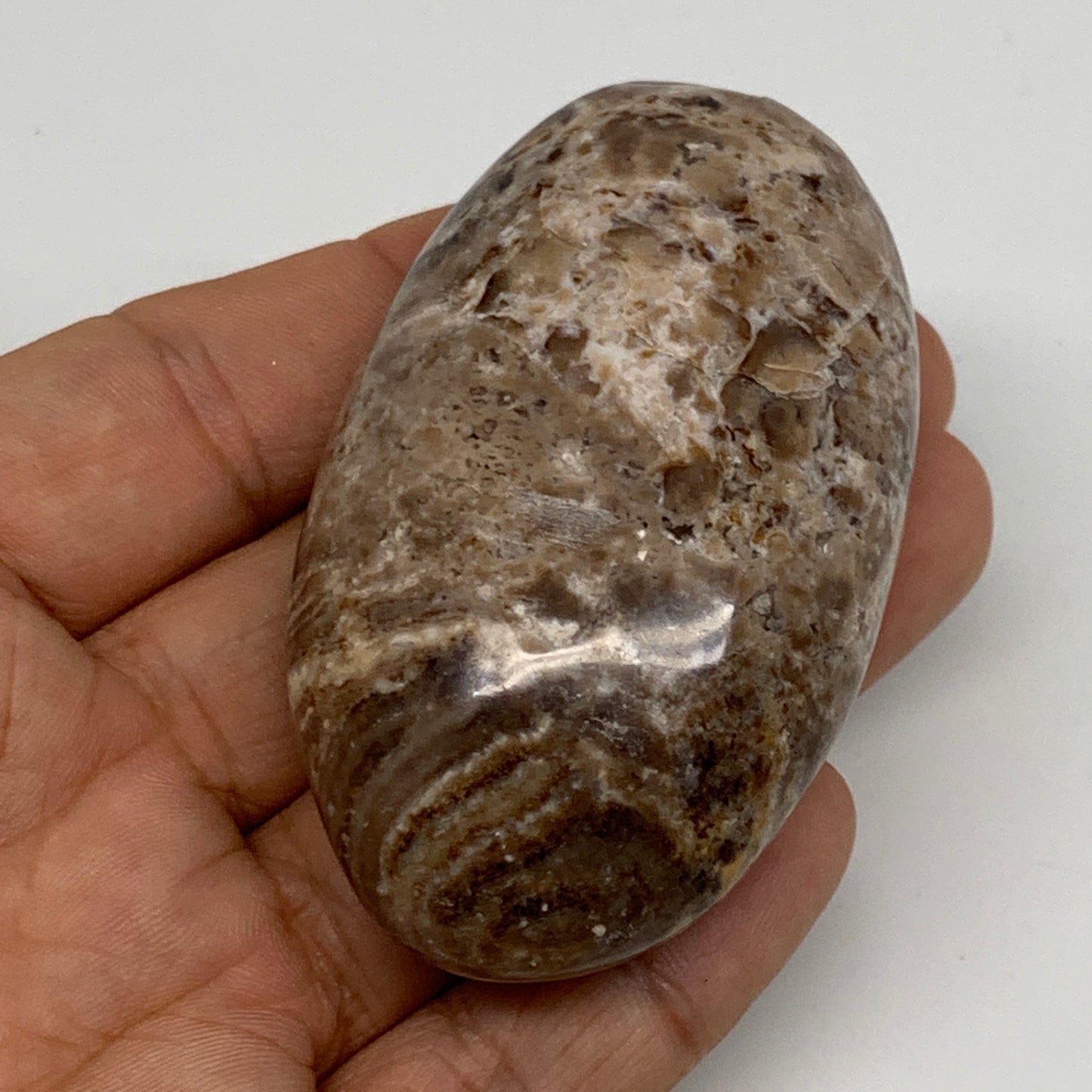 84g, 2.7"x1.6"x1", Natural Black Opal Crystal PalmStone Polished Reiki,B9696