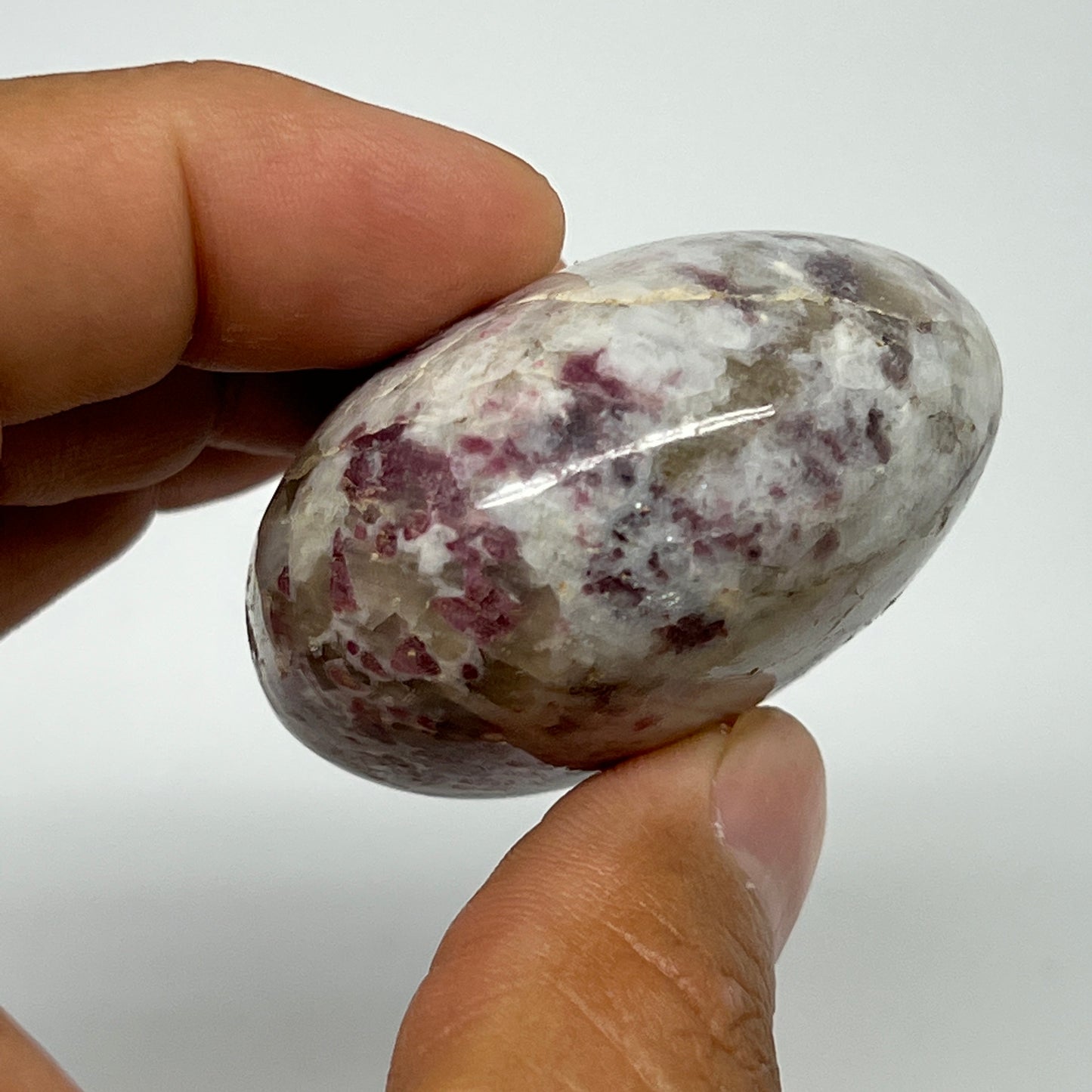 86.5g,2"x1.8"x1.1" Tourmaline Rubellite Palm-Stone Reiki @Madagascar,B21964