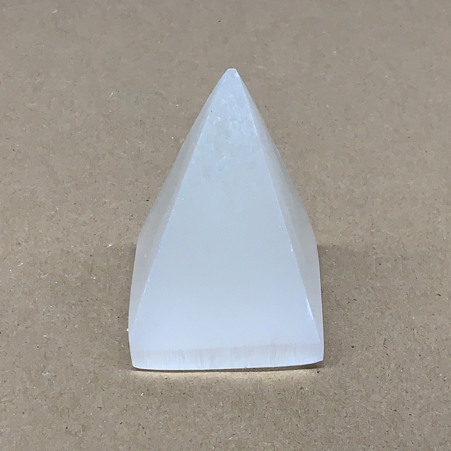 287.7g, 3.3"x2.4" White Selenite/Satin Spar Pyramid Crystal @Morocco, B24183