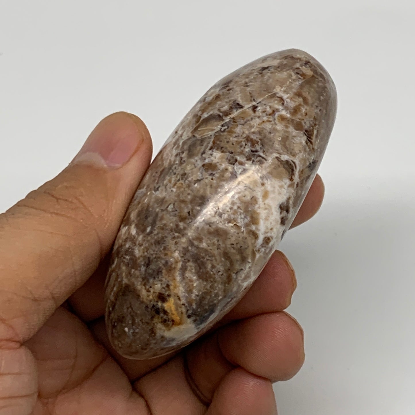 84g, 2.7"x1.6"x1", Natural Black Opal Crystal PalmStone Polished Reiki,B9696