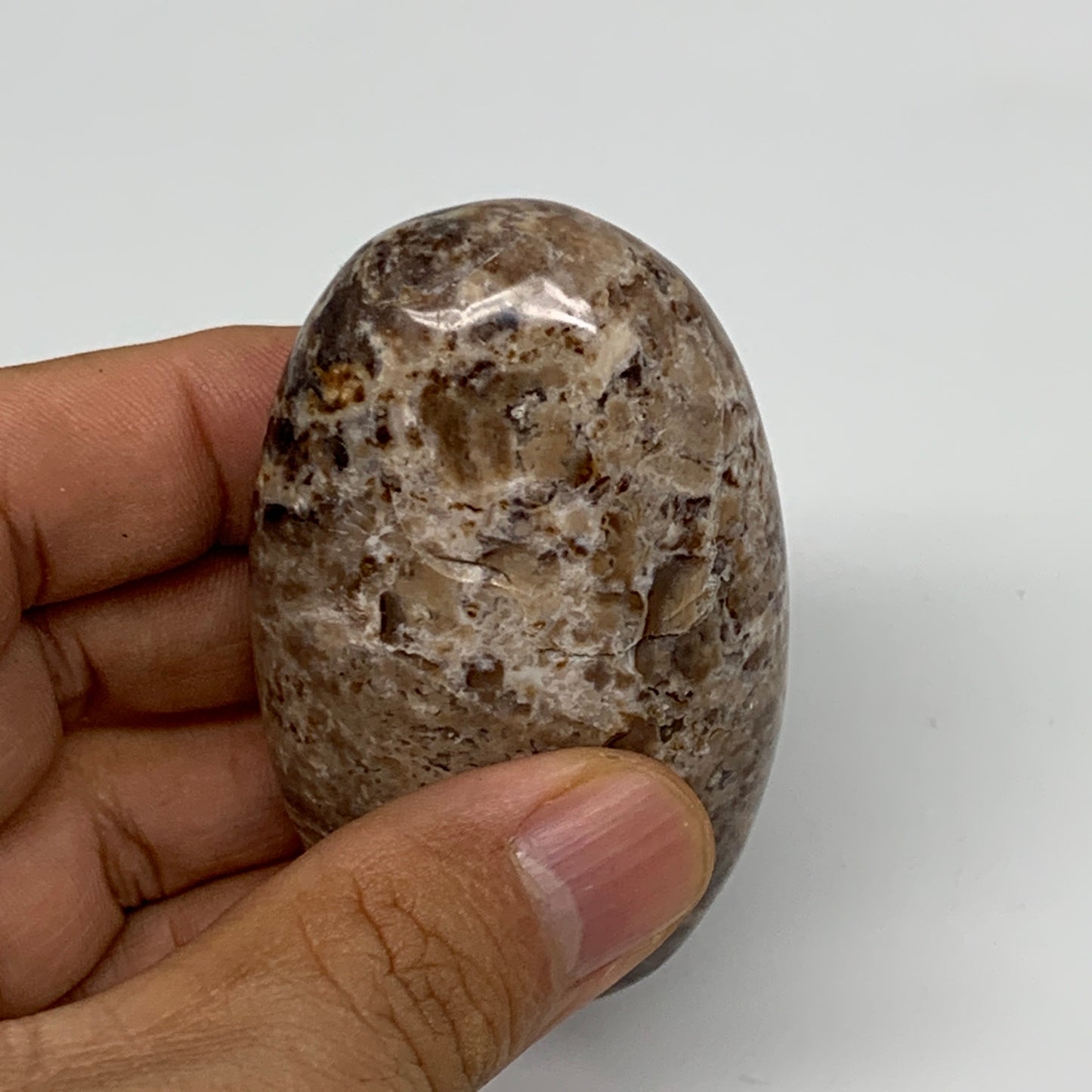 84g, 2.7"x1.6"x1", Natural Black Opal Crystal PalmStone Polished Reiki,B9696