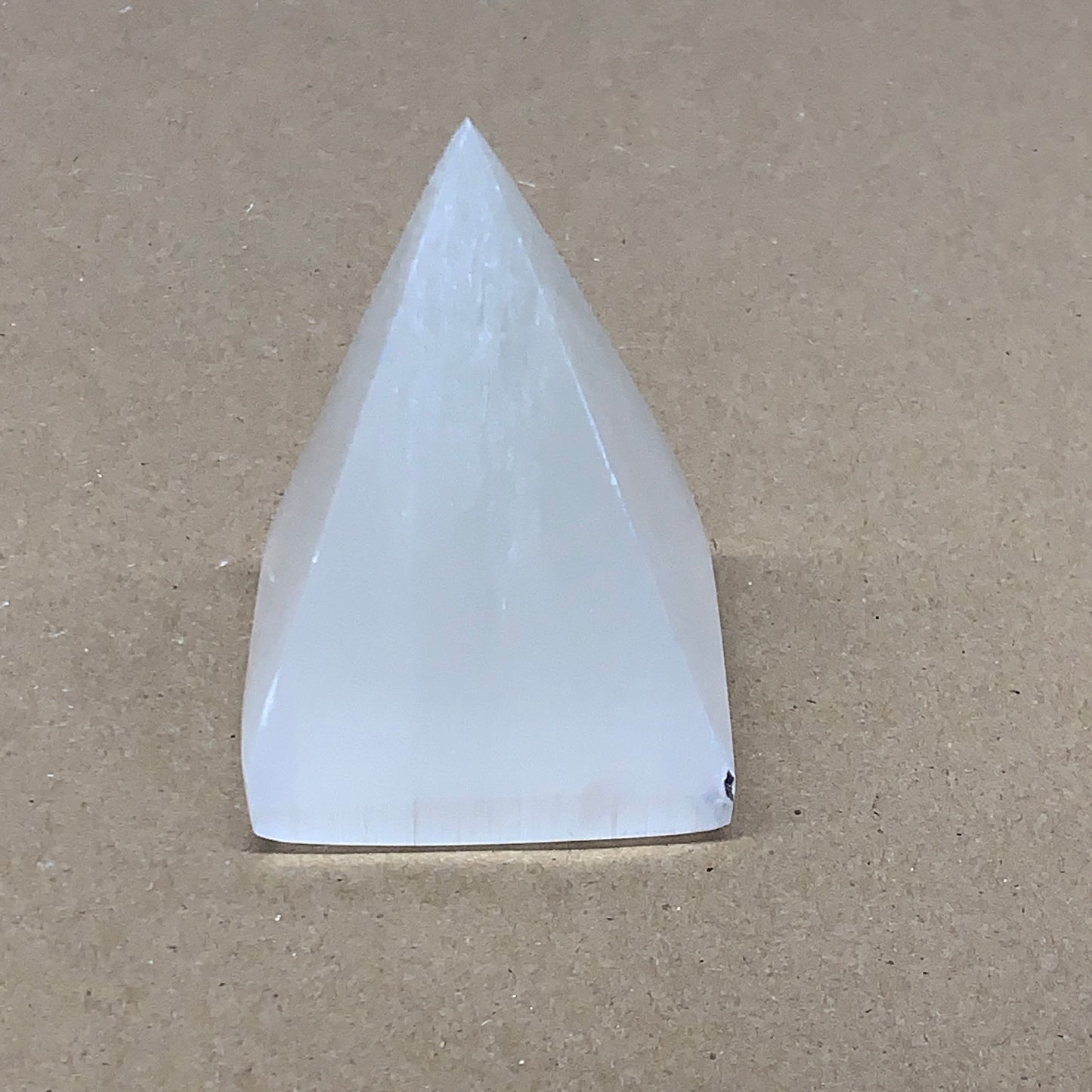 287.7g, 3.3"x2.4" White Selenite/Satin Spar Pyramid Crystal @Morocco, B24183