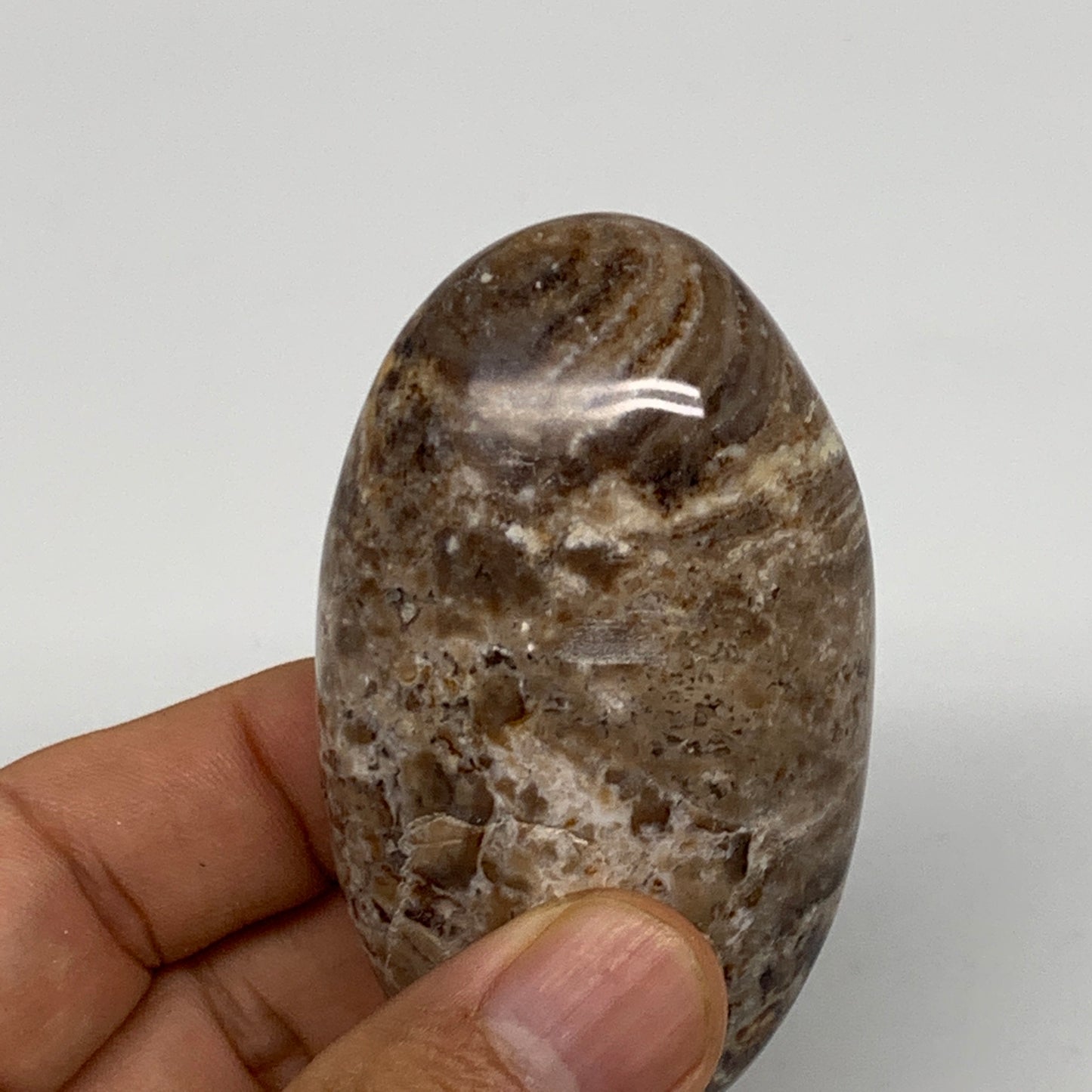 84g, 2.7"x1.6"x1", Natural Black Opal Crystal PalmStone Polished Reiki,B9696