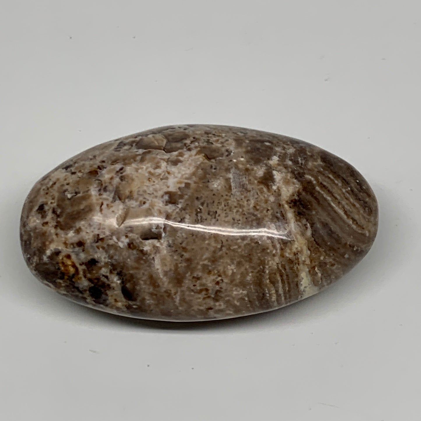 84g, 2.7"x1.6"x1", Natural Black Opal Crystal PalmStone Polished Reiki,B9696