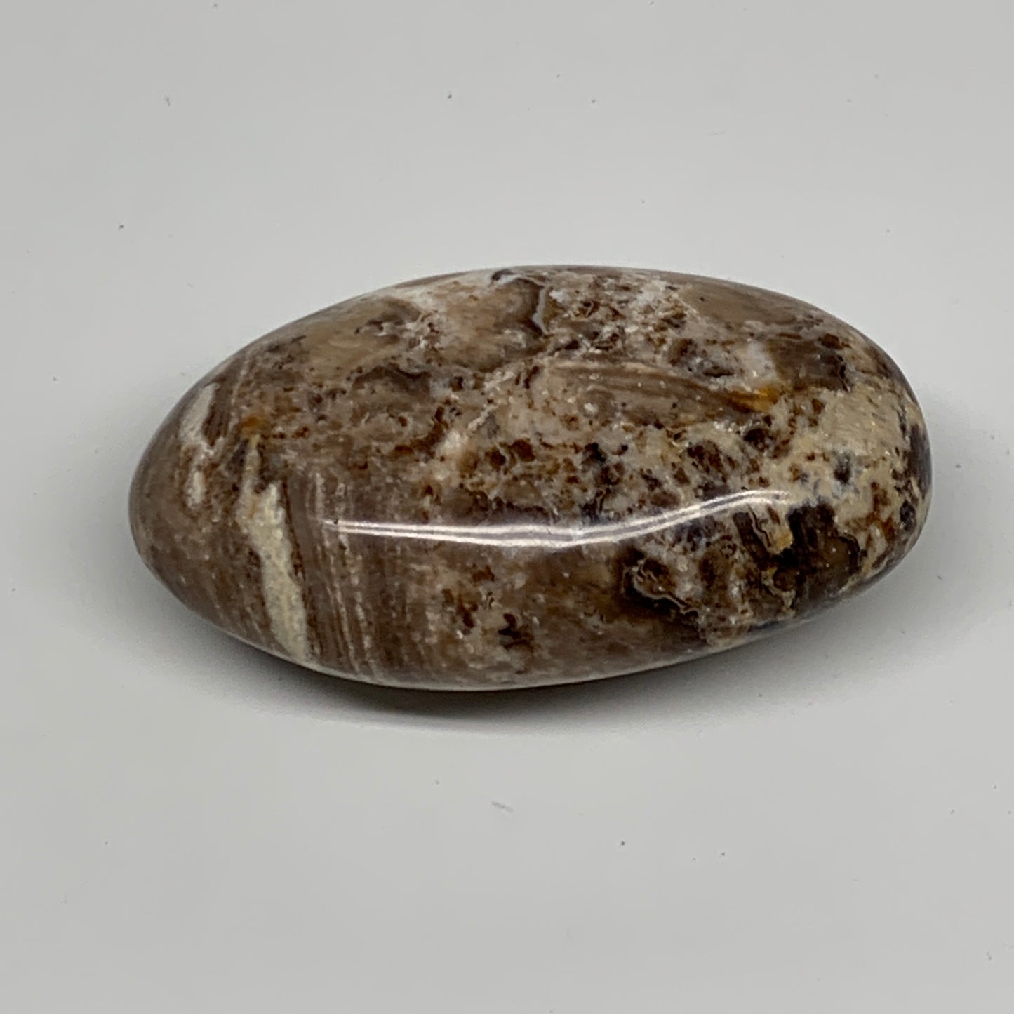 84g, 2.7"x1.6"x1", Natural Black Opal Crystal PalmStone Polished Reiki,B9696