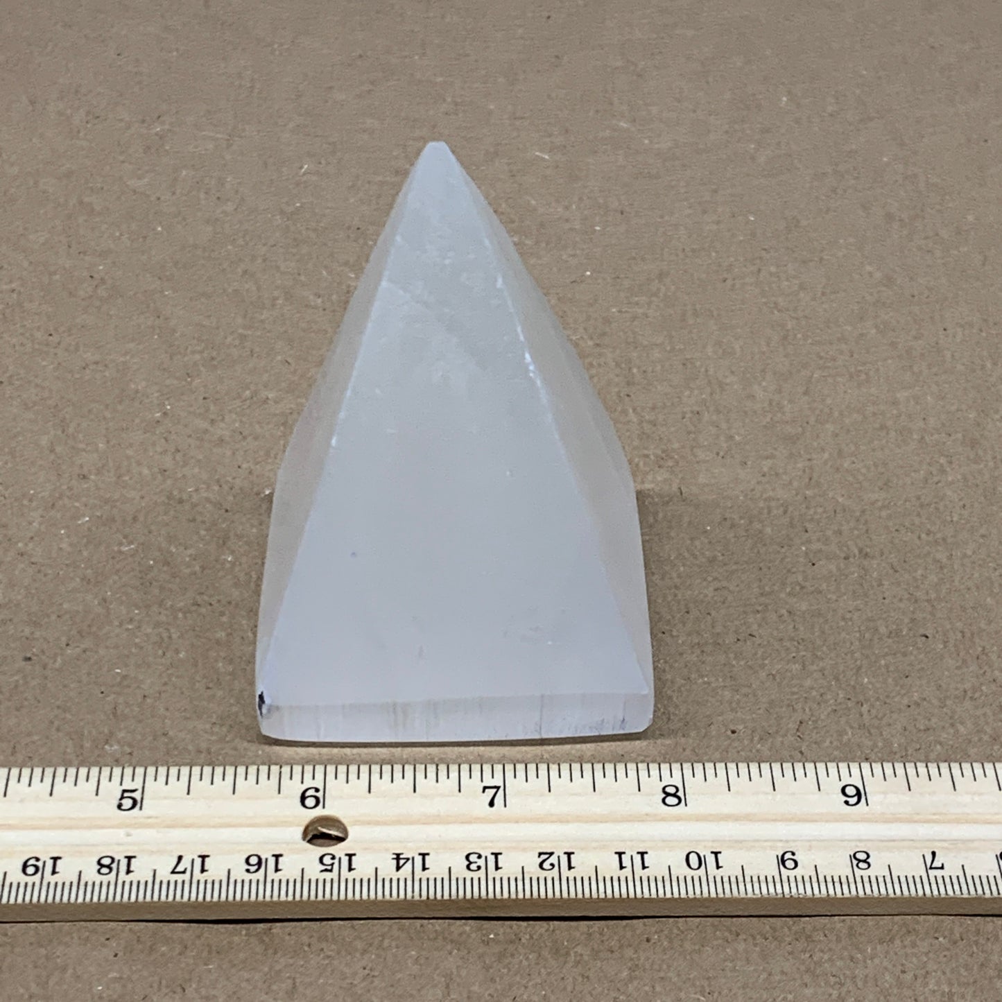 287.7g, 3.3"x2.4" White Selenite/Satin Spar Pyramid Crystal @Morocco, B24183