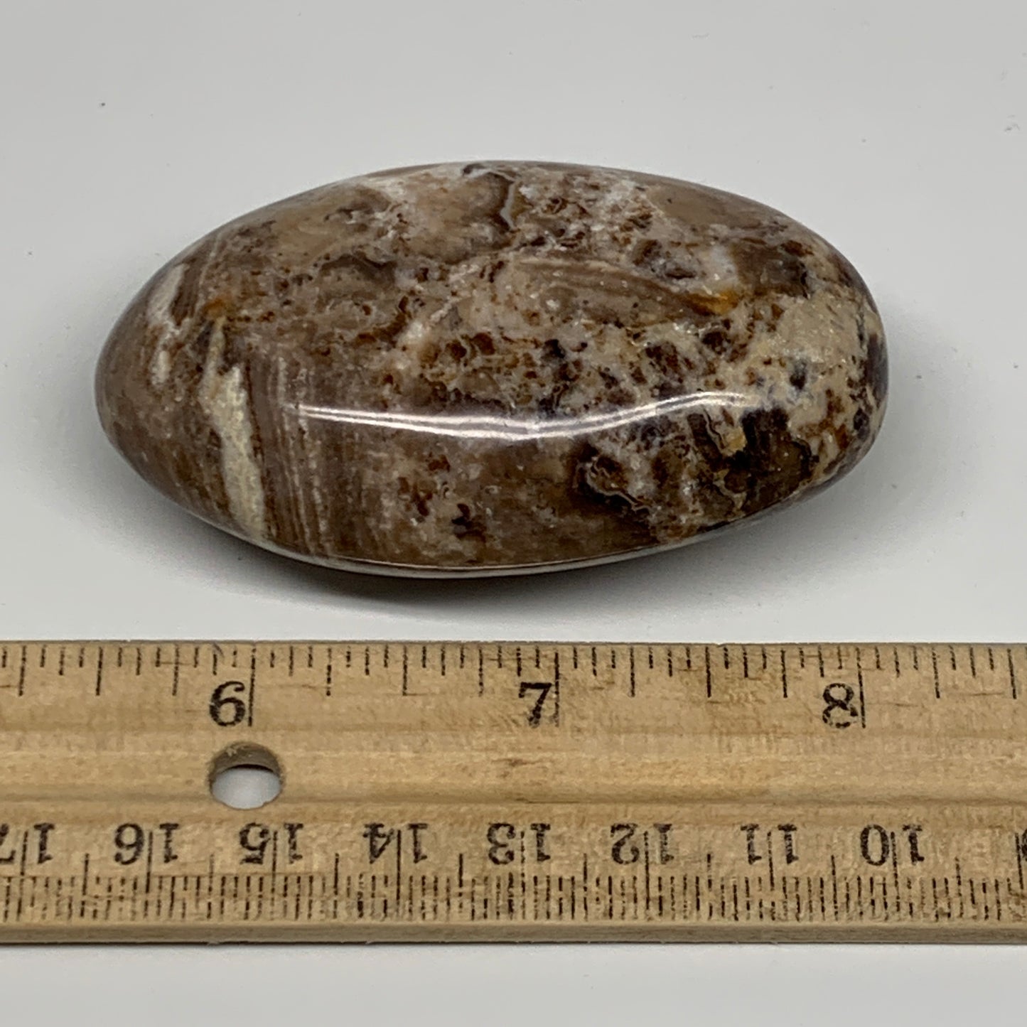 84g, 2.7"x1.6"x1", Natural Black Opal Crystal PalmStone Polished Reiki,B9696