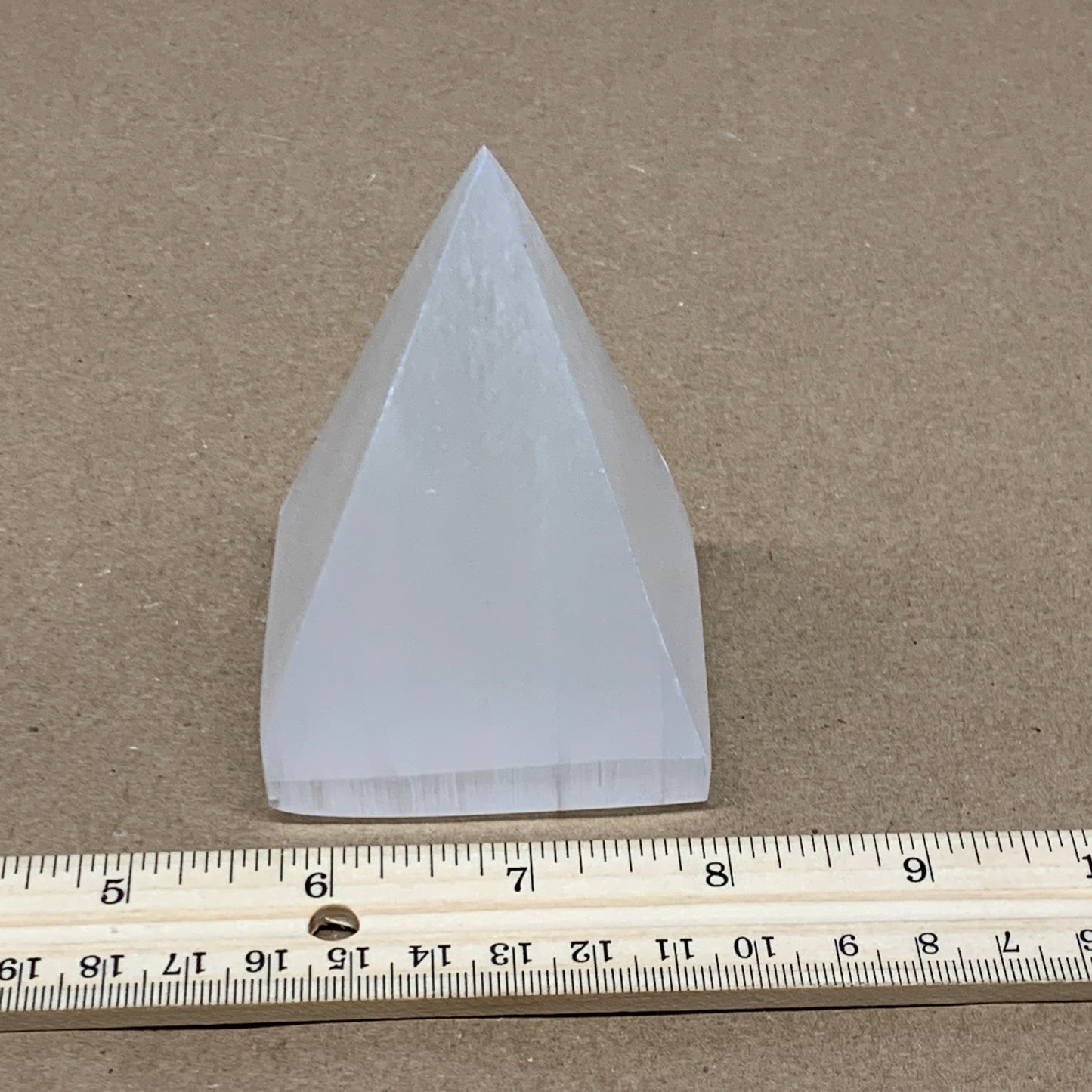 287.7g, 3.3"x2.4" White Selenite/Satin Spar Pyramid Crystal @Morocco, B24183