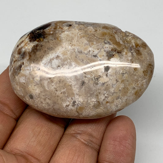 62.4g, 2.3"x1.6"x0.8", Natural Black Opal Crystal PalmStone Polished Reiki,B2326