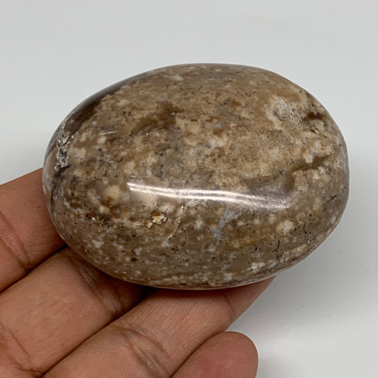 90g, 2.3"x1.8"x1.1", Natural Black Opal Crystal PalmStone Polished Reiki,B9697