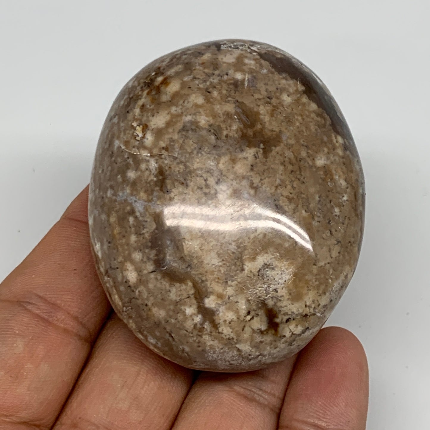 90g, 2.3"x1.8"x1.1", Natural Black Opal Crystal PalmStone Polished Reiki,B9697