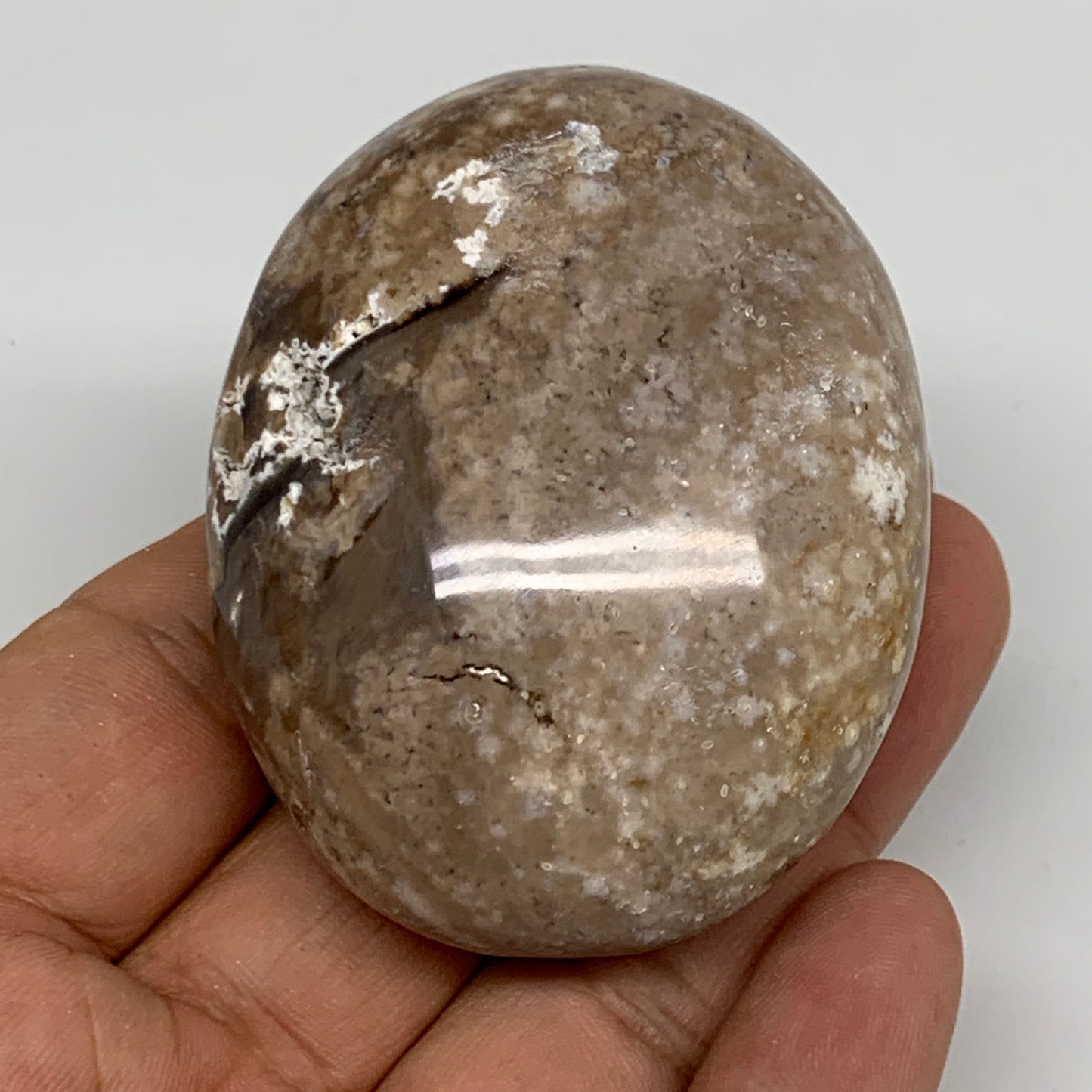 90g, 2.3"x1.8"x1.1", Natural Black Opal Crystal PalmStone Polished Reiki,B9697