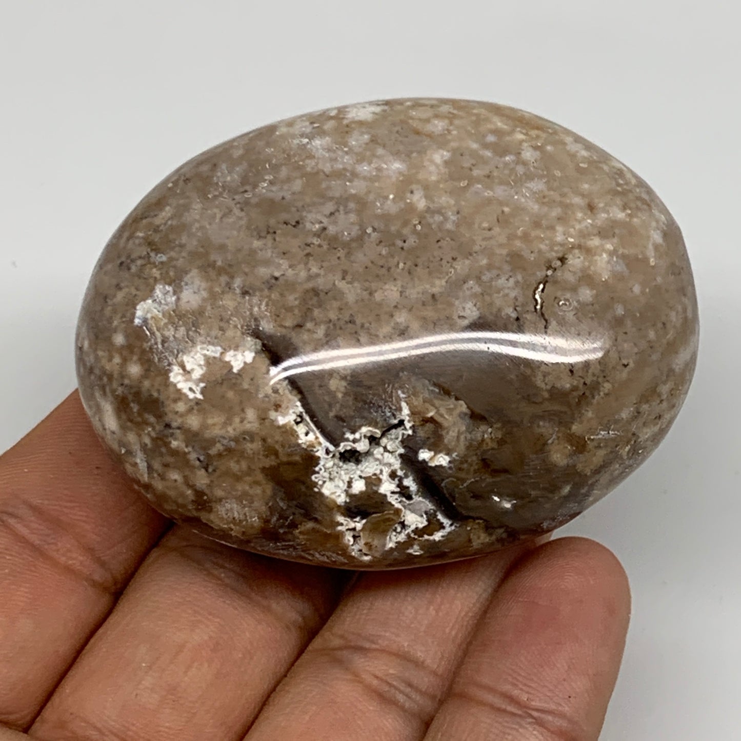 90g, 2.3"x1.8"x1.1", Natural Black Opal Crystal PalmStone Polished Reiki,B9697