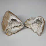 1.92Lbs,5.3"x3.7"x3.2", 1 Pair, Natural Quartz Geodes Sculpture @Morocco,B10527