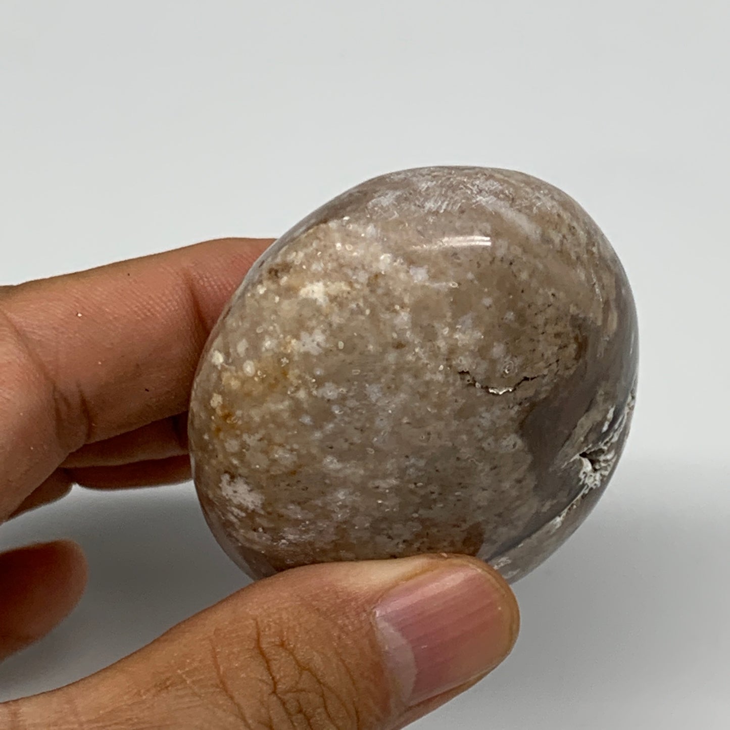 90g, 2.3"x1.8"x1.1", Natural Black Opal Crystal PalmStone Polished Reiki,B9697