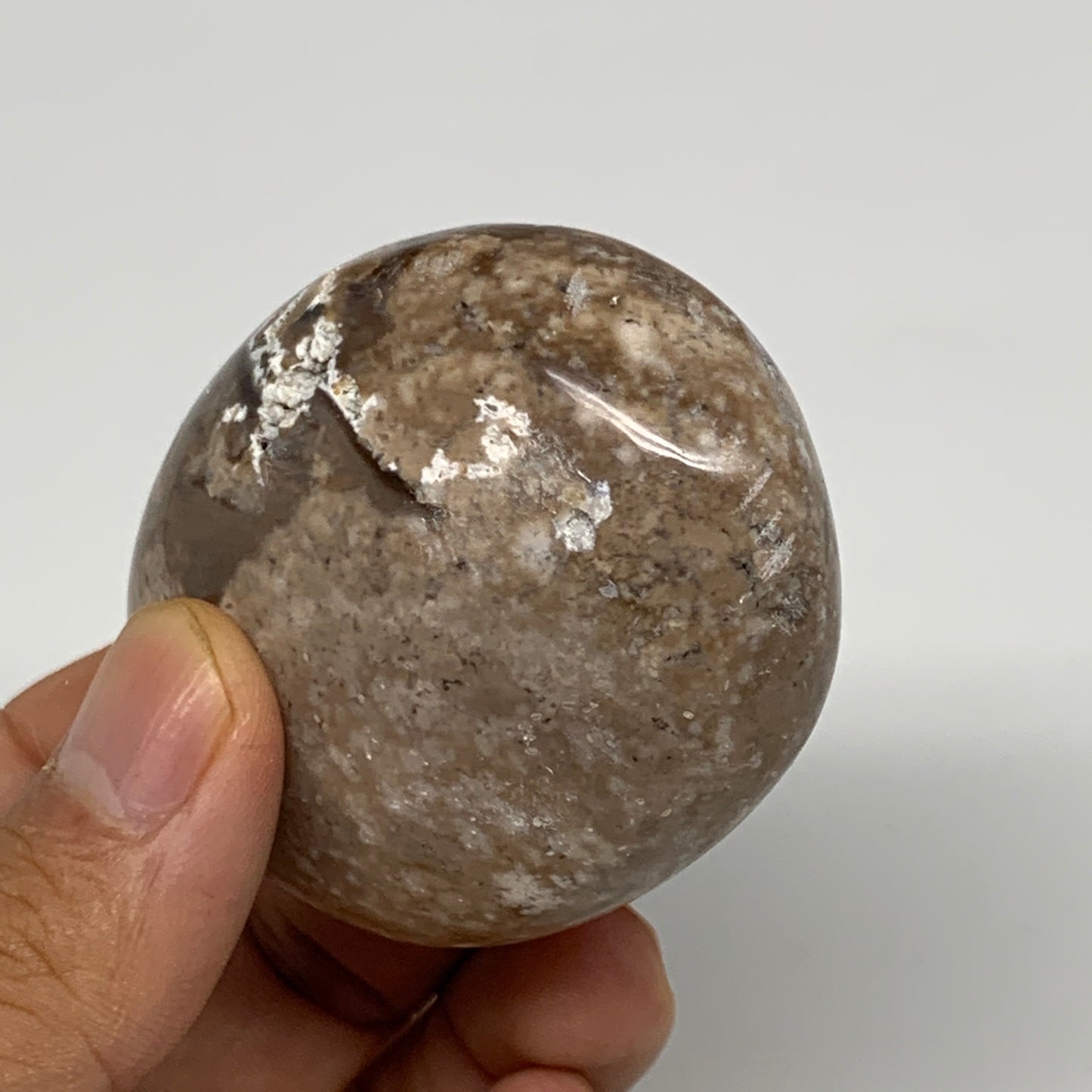 90g, 2.3"x1.8"x1.1", Natural Black Opal Crystal PalmStone Polished Reiki,B9697