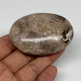 75.6g, 2.5"x1.7"x0.9", Natural Black Opal Crystal PalmStone Polished Reiki,B9698