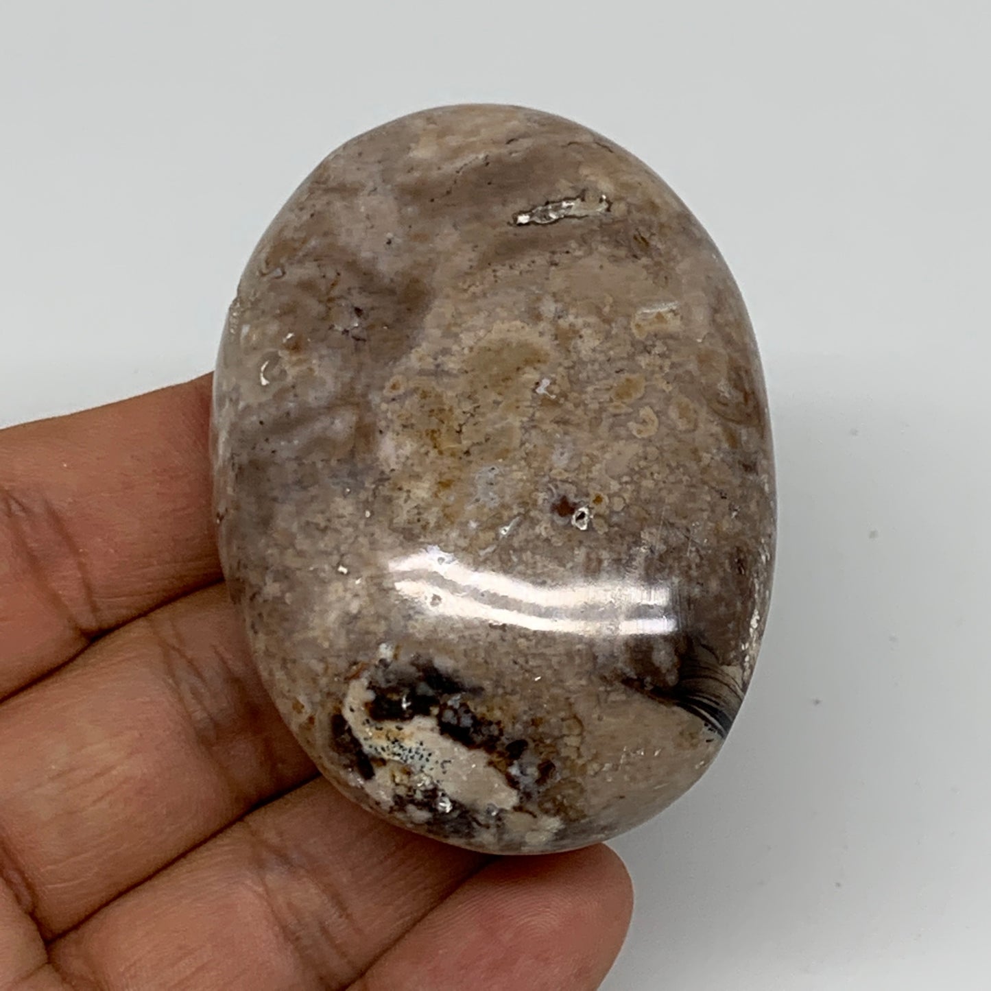 75.6g, 2.5"x1.7"x0.9", Natural Black Opal Crystal PalmStone Polished Reiki,B9698